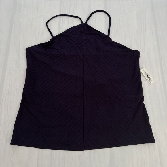 Daily Ritual Women's Navy Wide Rib Cropped T-strap Cami Top Size Large - Picture 6 of 13